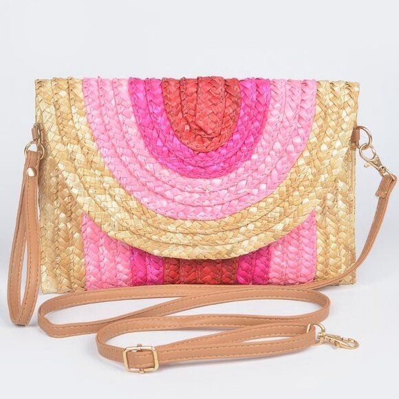 Straw Coloful Envelope Clutch - Picture 7 of 9